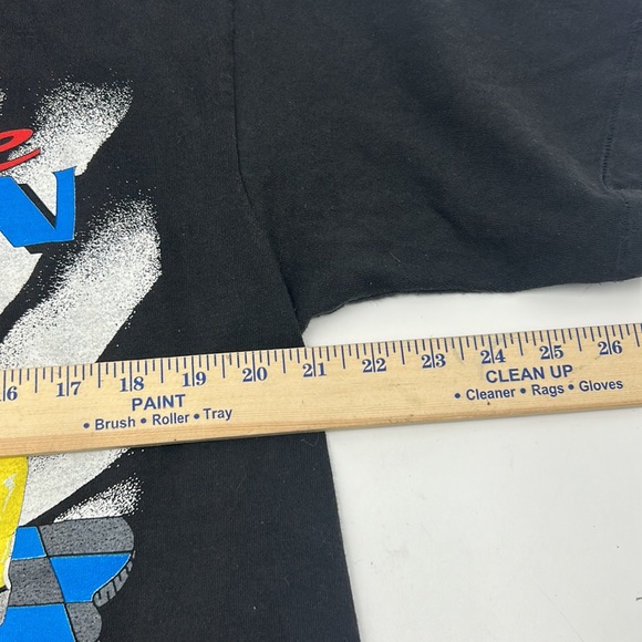 VINTAGE MAC TOOLS 90s ERNIE IRVAN MENS STREET WEAR T-SHIRT BLACK ALLOVER PRINT - Picture 8 of 11